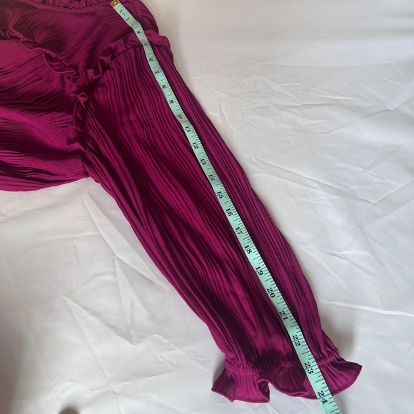 Ted Baker Airlie Pleated Smocking High Neck with Ruffle Top Blouse, Deep Pink, 4 - Picture 12 of 13